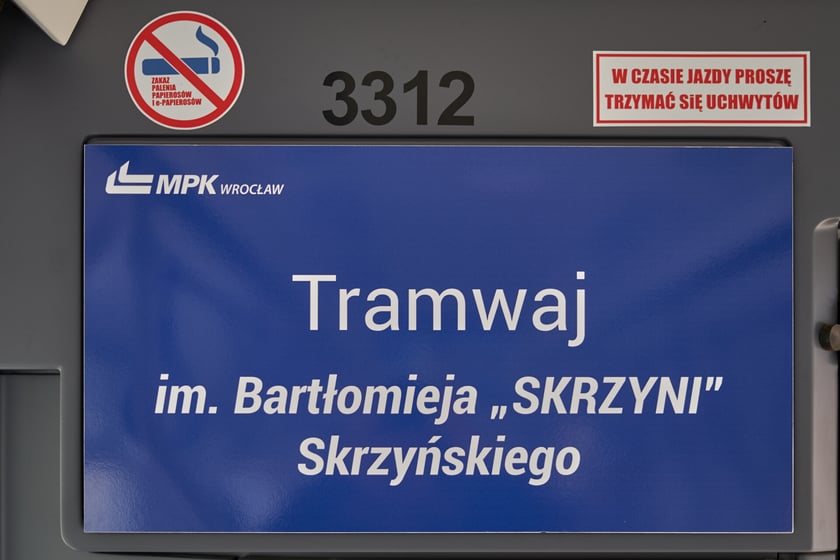 Uroczystość nadania tramwajowi im. Bartłomieja Skrzyńskiego.