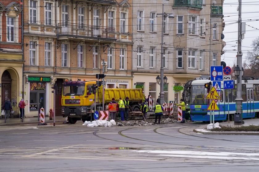 Remont torów na placu Bema, 13.01.2024