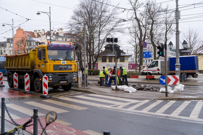 Remont torów na placu Bema, 13.01.2024