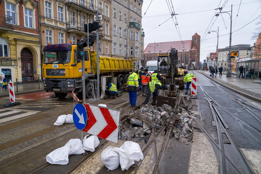 Remont torów na placu Bema, 13.01.2024
