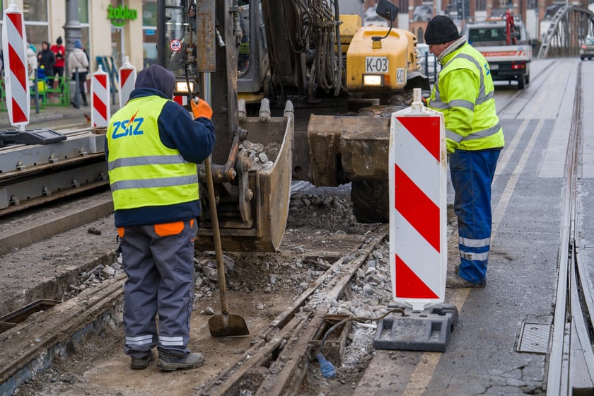 Remont torów na placu Bema, 13.01.2024