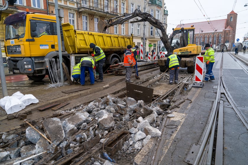 Remont torów na placu Bema, 13.01.2024