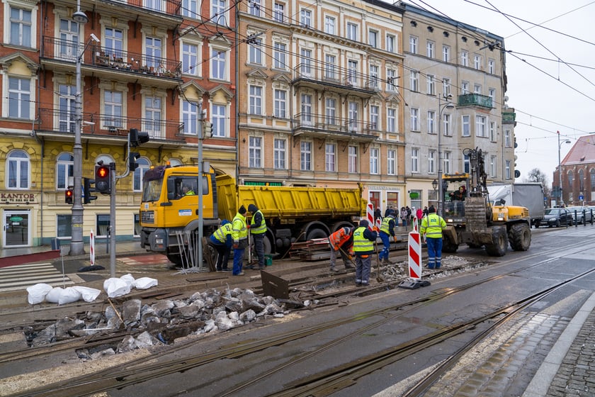 Remont torów na placu Bema, 13.01.2024