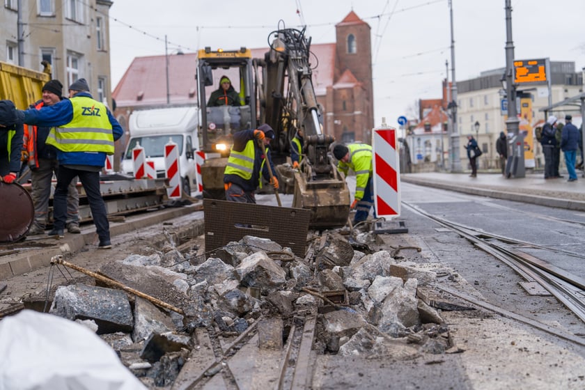 Remont torów na placu Bema, 13.01.2024