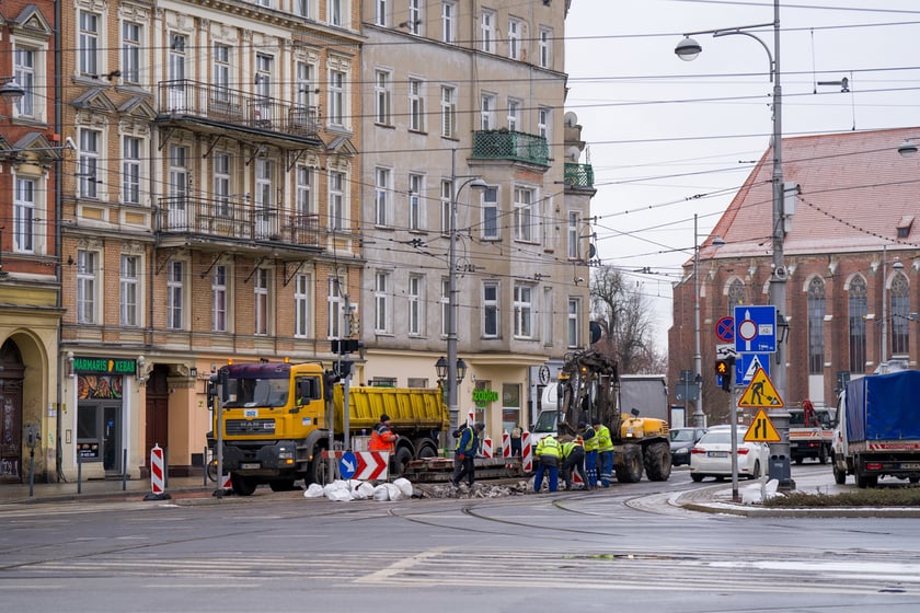 Remont torów na placu Bema, 13.01.2024