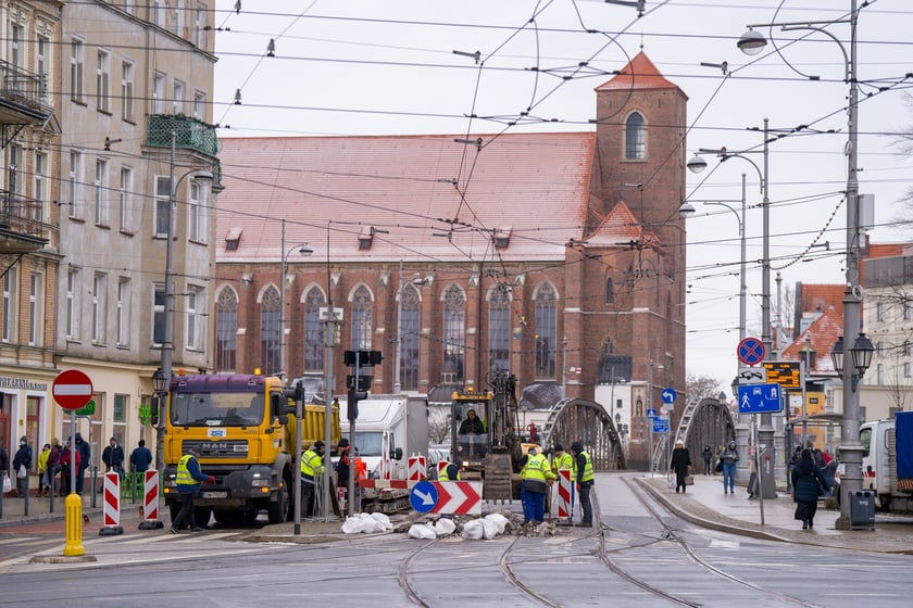 Remont torów na placu Bema, 13.01.2024