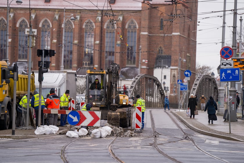 Remont torów na placu Bema, 13.01.2024