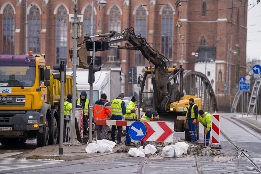 Remont torów na placu Bema, 13.01.2024