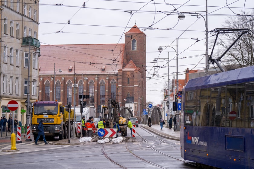 Remont torów na placu Bema, 13.01.2024