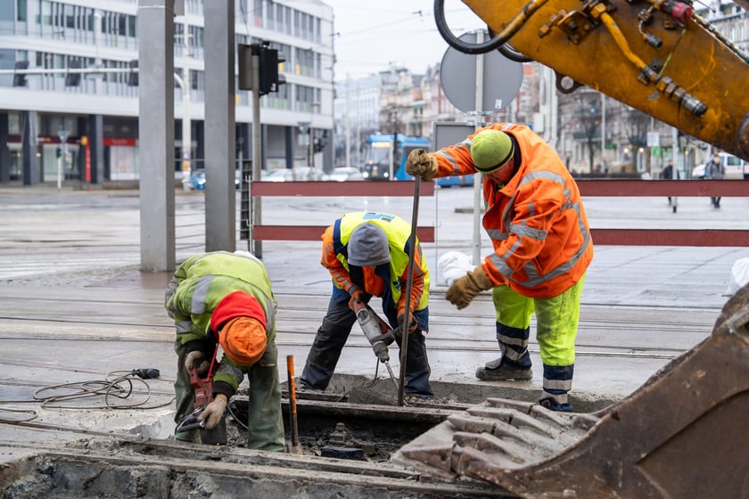 Remont torów na placu Grunwaldzkim, 14.01.2024