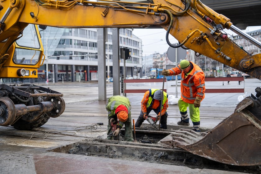 Remont torów na placu Grunwaldzkim, 14.01.2024