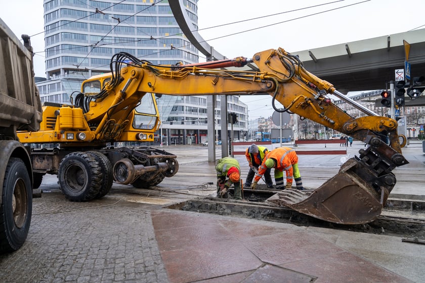 Remont torów na placu Grunwaldzkim, 14.01.2024