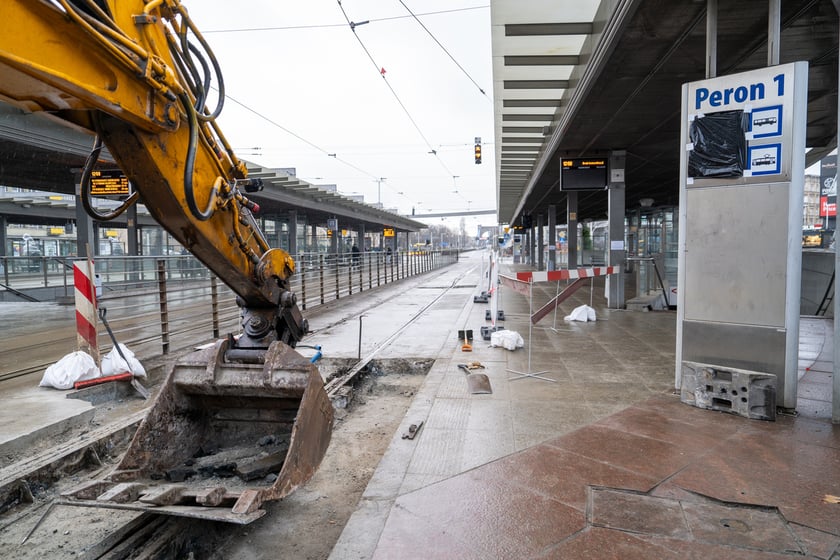 Remont torów na placu Grunwaldzkim, 14.01.2024