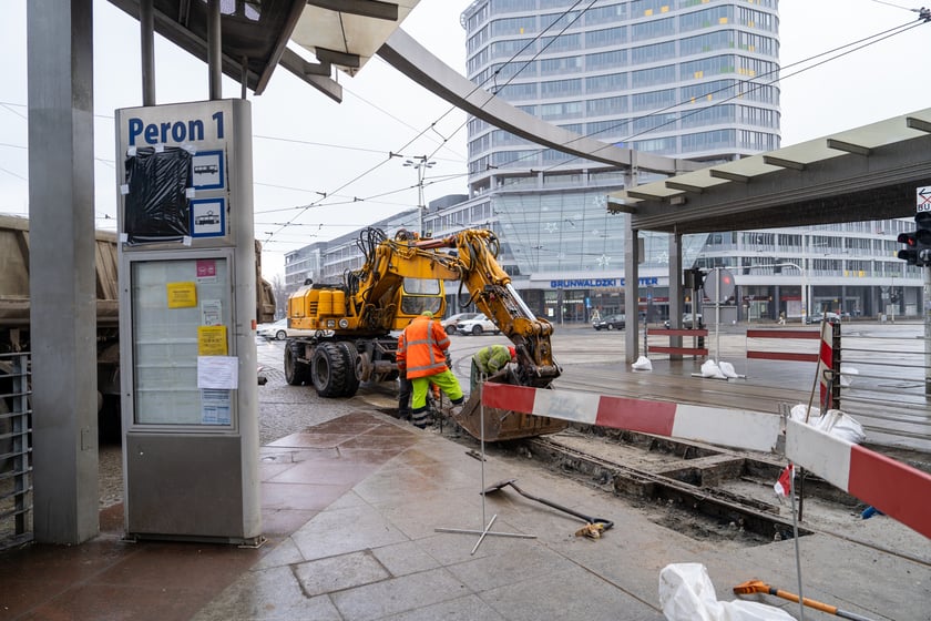 Remont torów na placu Grunwaldzkim, 14.01.2024