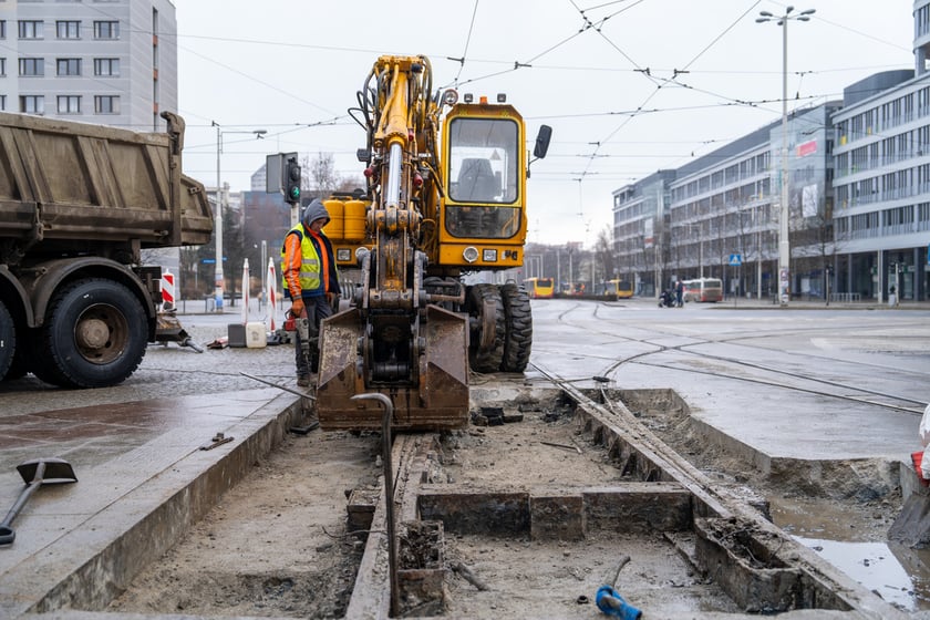 Remont torów na placu Grunwaldzkim, 14.01.2024