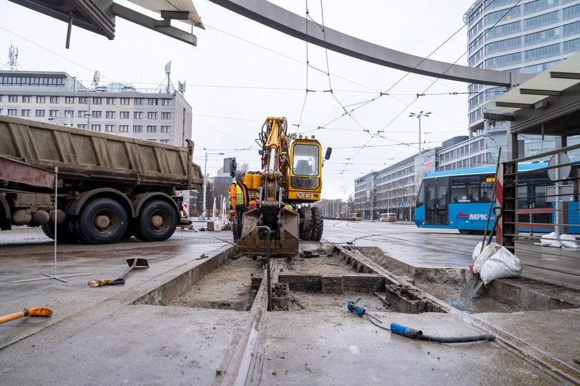Remont torów na placu Grunwaldzkim, 14.01.2024