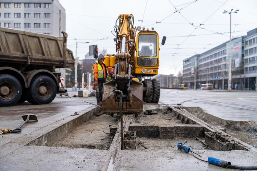 Remont torów na placu Grunwaldzkim, 14.01.2024