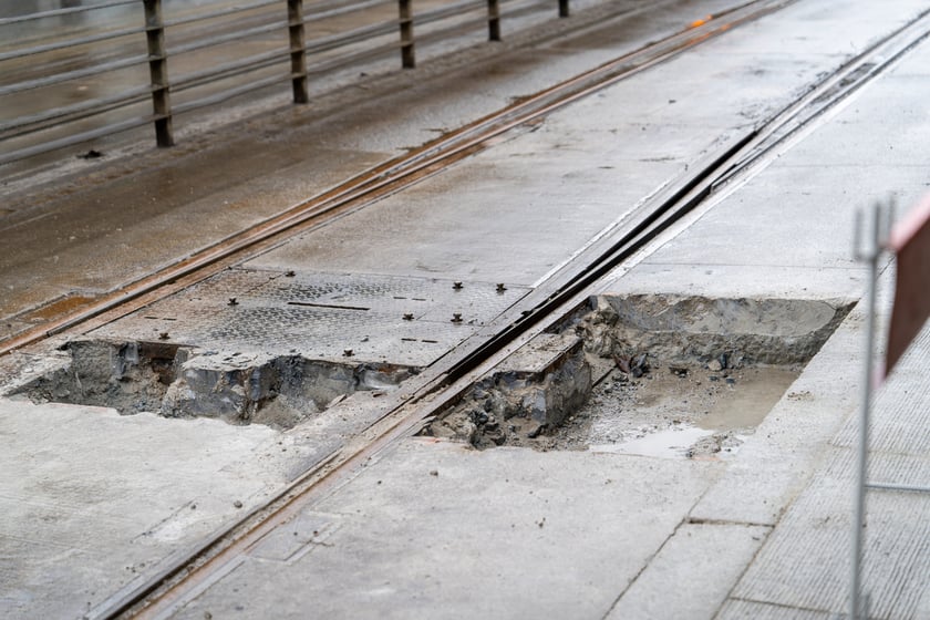 Remont torów na placu Grunwaldzkim, 14.01.2024