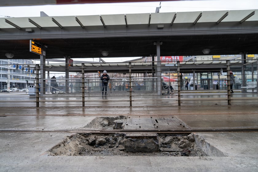 Remont torów na placu Grunwaldzkim, 14.01.2024