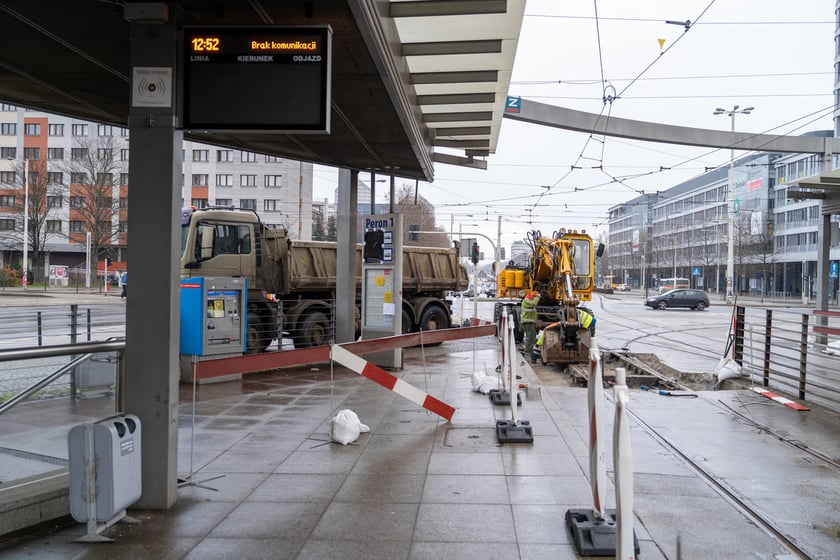 Remont torów na placu Grunwaldzkim, 14.01.2024