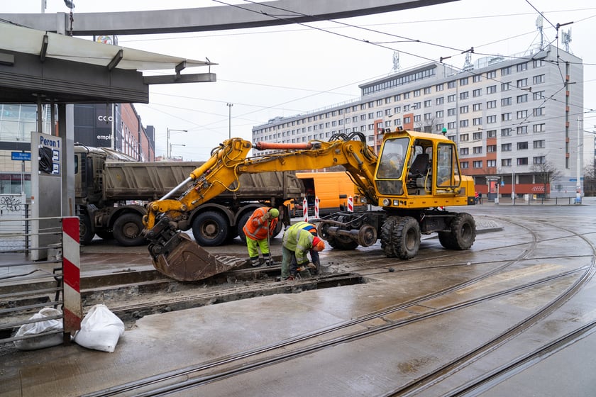 Remont torów na placu Grunwaldzkim, 14.01.2024