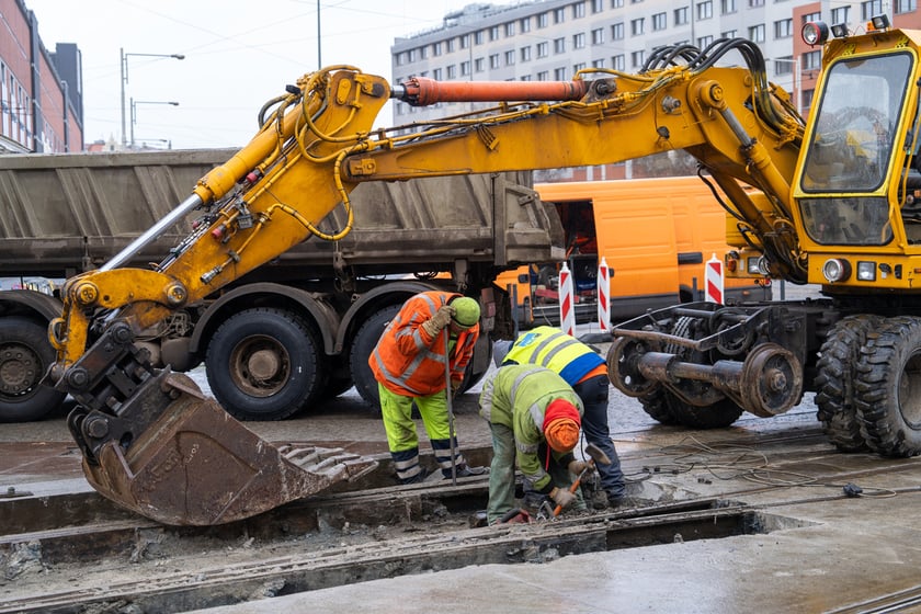 Remont torów na placu Grunwaldzkim, 14.01.2024