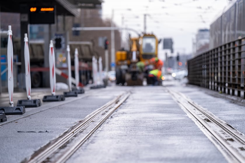 Remont torów na placu Grunwaldzkim, 14.01.2024