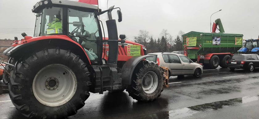Protest rolników we Wrocławiu przy al. Sobieskiego