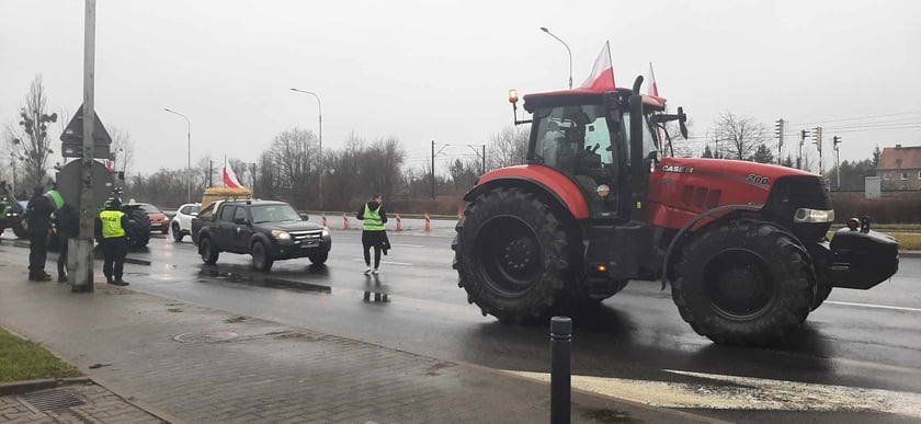 Protest rolników we Wrocławiu przy al. Sobieskiego
