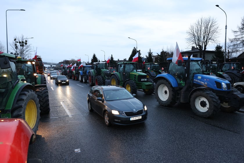 Strajk rolników - Wrocław - 12 lutego - al. Jana III Sobieskiego