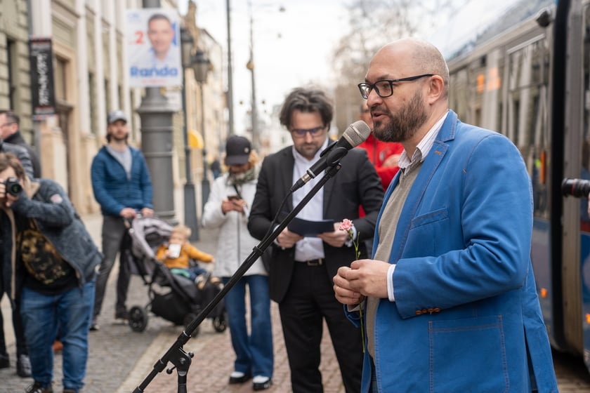 Uroczyste nadanie imienia Romana Kołakowskiego tramwajowi MPK Wrocław, 23 marca 2024