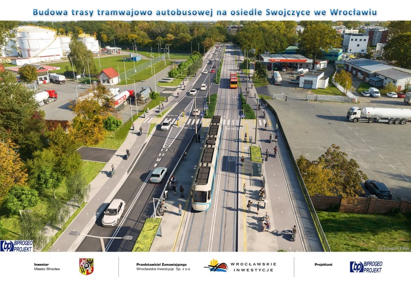 Wizualizacja trasy autobusowo-tramwajowej na Swojczyce