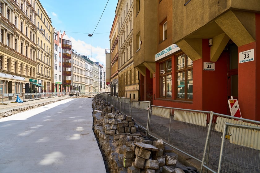 Torywolucja na ulicy Szczytnickiej. Budowa po czwartym tygodniu prowadzenia prac
