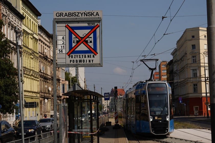 Remont torów na ulicy Grabiszyńskiej na wysokości skrzyżowania z Zaporoską i Szpitalną.