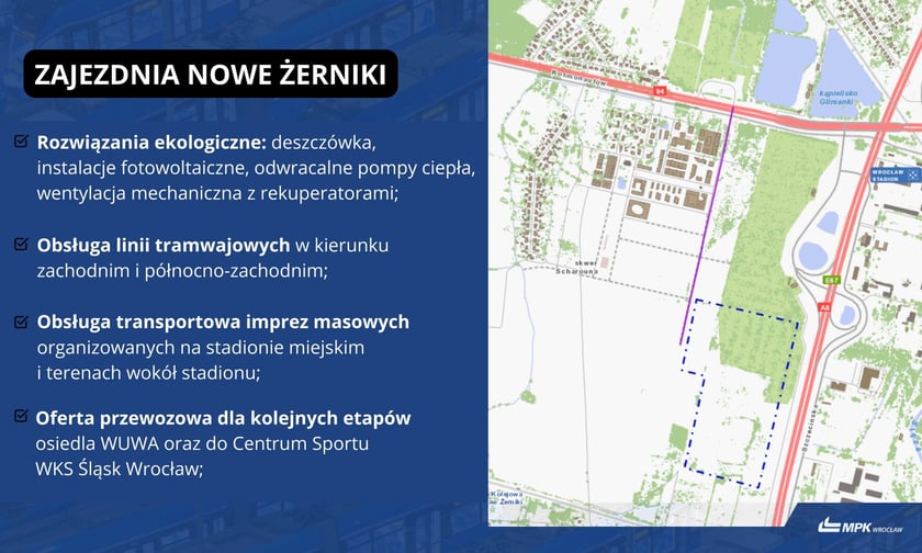 Powiększ obraz: Mapa przedstawia lokalizację nowej zajezdni tramwajowej