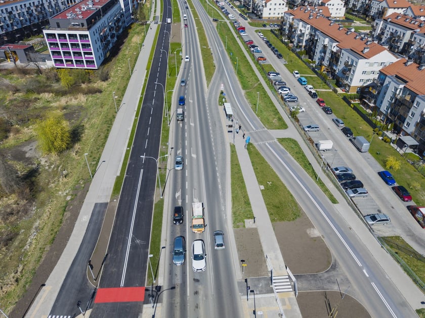 Trasa autobusowa na Jagodno już niemal gotowa. Zdjęcie z lotu ptaka