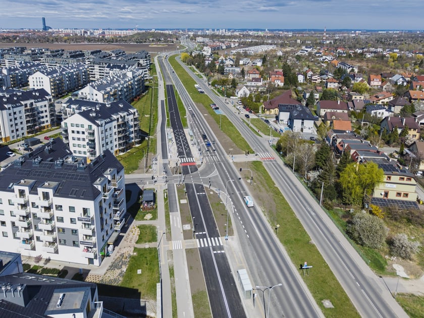Trasa autobusowa na Jagodno już niemal gotowa. Zdjęcie z lotu ptaka