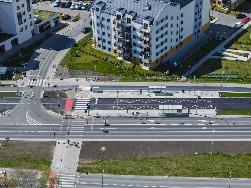 Trasa autobusowa na Jagodno już niemal gotowa. Zdjęcie z lotu ptaka