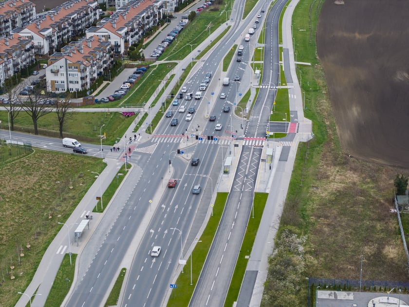 Trasa autobusowa na Jagodno już niemal gotowa. Zdjęcie z lotu ptaka