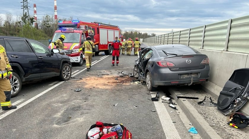 Wypadek na WOW między Blizanowicami a Siechnicami