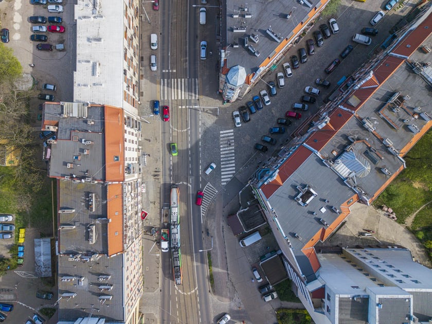 Ulica Nowowiejska z lotu ptaka