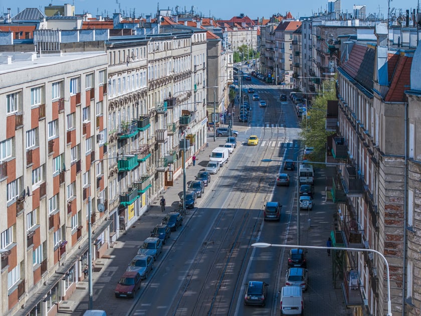 Ulica Nowowiejska z lotu ptaka