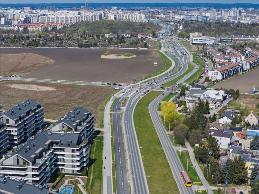 Trasa autobusowa na Jagodno z lotu ptaka