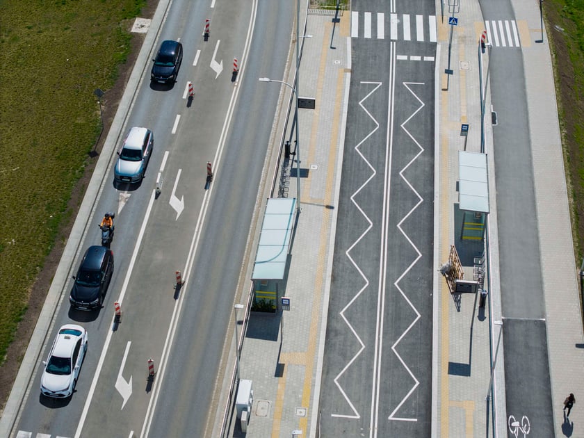 Trasa autobusowa na Jagodno z lotu ptaka