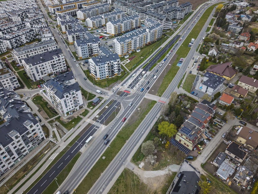 Trasa autobusowa na Jagodno z lotu ptaka
