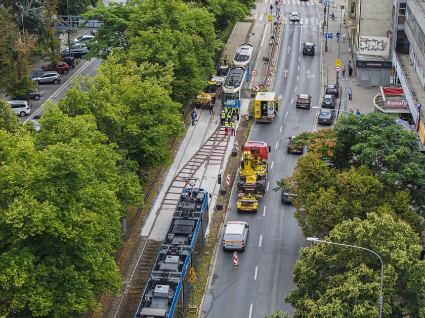 Wykolejenie tramwaju na Powstańców Śląskich / Jastrzębia - 31 lipca 2025 r.