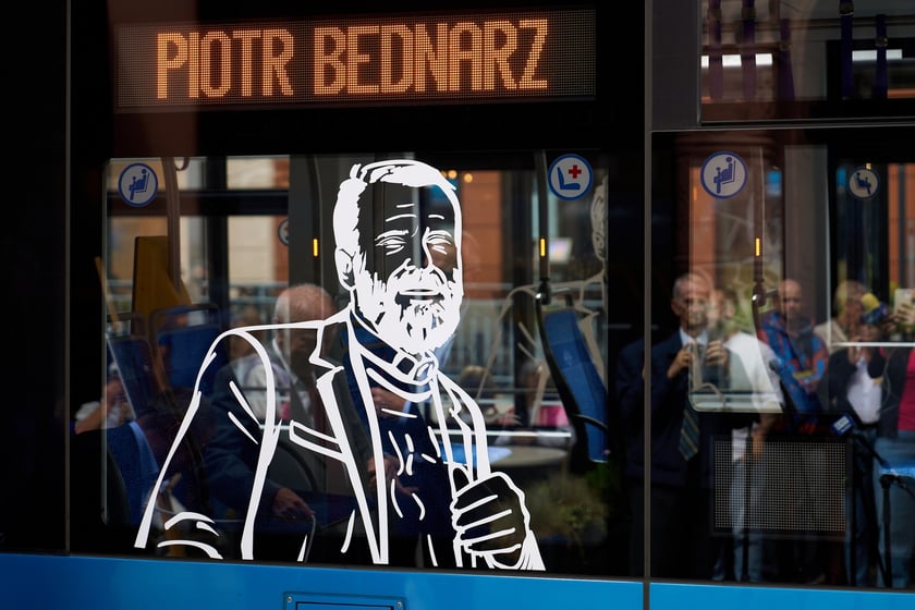 Tramwaj im. Piotra Bednarza – nadanie imienia. Uczestnicy spotkania, 22 sierpnia 2025 r.