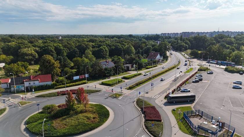 Widok na działkę Develii i okolice - rondo Bartoszewskiego i ulicę Pilczycką