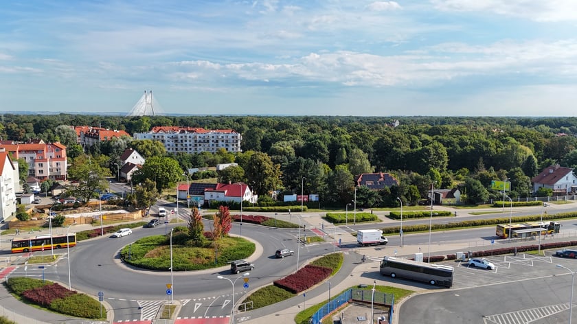 Widok na działkę Develii i okolice - rondo Bartoszewskiego i ulicę Pilczycką