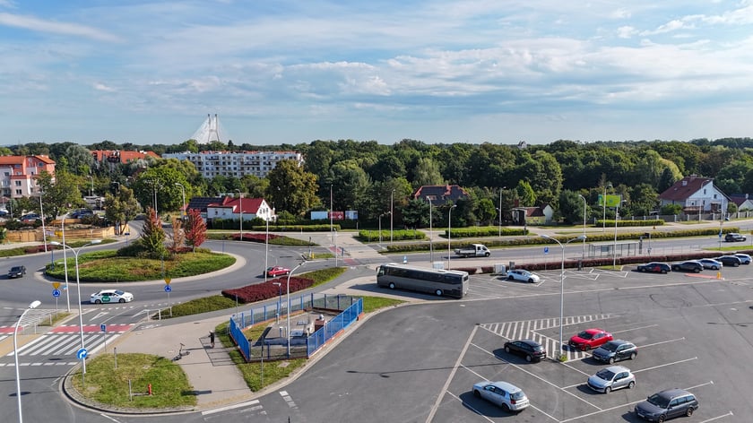 Widok na działkę Develii i okolice - rondo Bartoszewskiego i ulicę Pilczycką